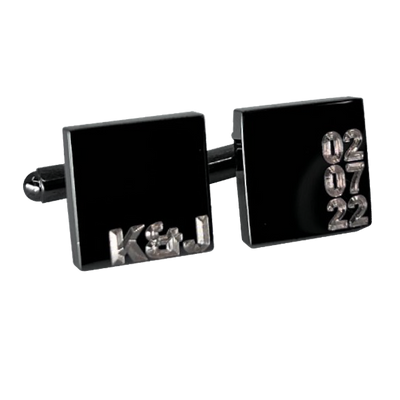 Personalised Engraved Initial and Date Gunmetal Cufflinks