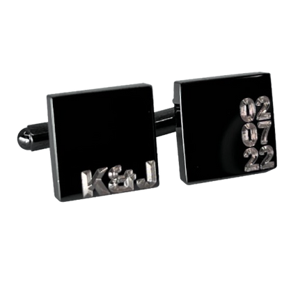 Personalised Gunmetal Engraved Initial and Date Cufflinks