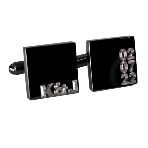 Personalised Engraved Initial and Date Gunmetal Cufflinks