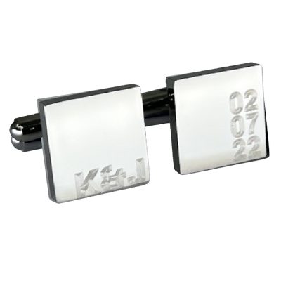 Personalised Engraved Initial and Date Silver Cufflinks