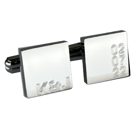 Personalised Silver Engraved Initial and Date Cufflinks