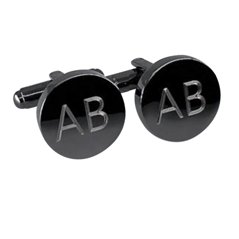 Personalised Gunmetal Engraved Round Cufflinks