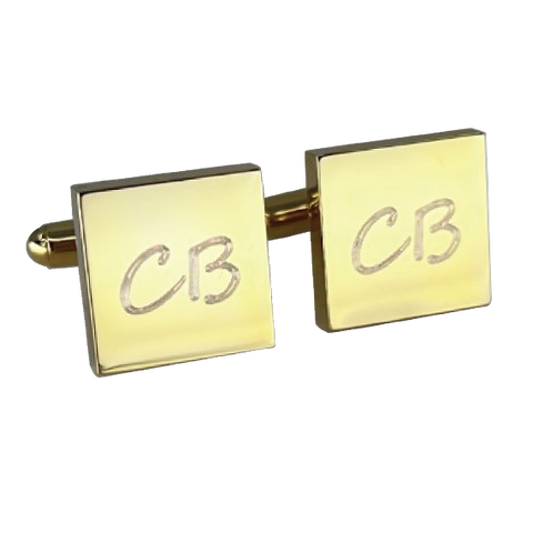 Personalised Gold Engraved Square Cufflinks