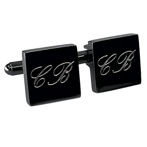 Personalised Gunmetal Engraved Square Cufflinks