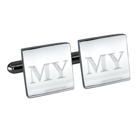 Personalised Silver Engraved Square Cufflinks