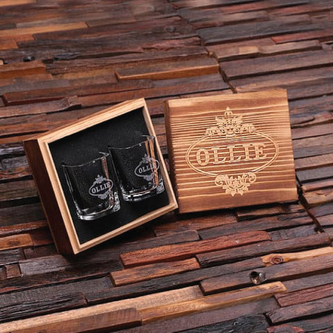 Personalized Engraved Shot Glasses W/Keepsake Box - Set Of 2