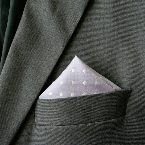 Lavender Polka Dot Silk Pocket Square