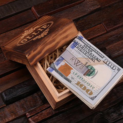 Personalised Rectangle Money Clip with Gift Box