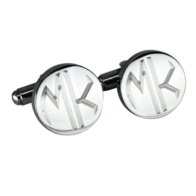 Personalised 2 Letter Monogram Round Silver Cufflinks