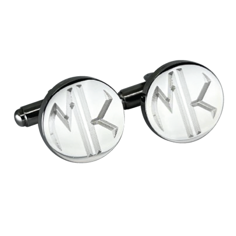 Personalised 2 Letter Monogram Round Silver Cufflinks