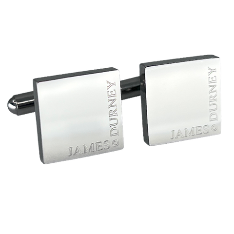 Personalised Silver Engraved Full Name Square Cufflinks