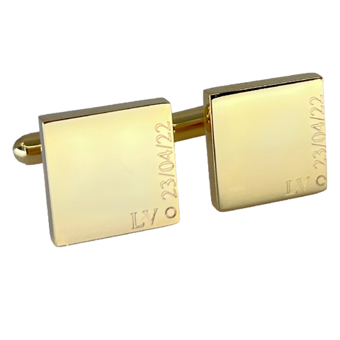 Personalised Engraved Full Name Square Gold Cufflinks