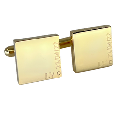 Personalised Engraved Full Name Square Gold Cufflinks