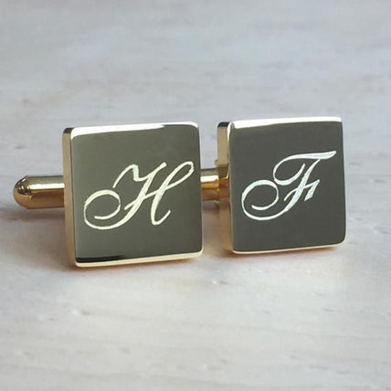 Personalised Engraved Square Gold Cufflinks