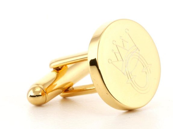 Personalised Gold Engraved Round Cufflinks