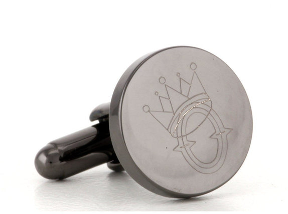 Personalised Engraved Round Gunmetal Cufflinks