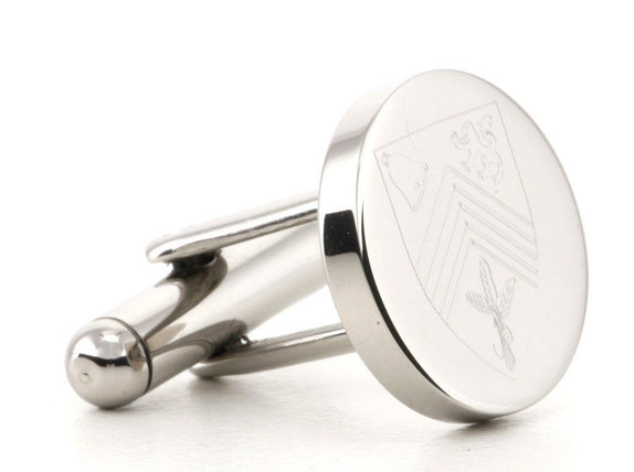 Personalised Round Engravable Silver Cufflinks