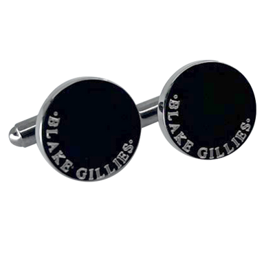 Personalised Gunmetal Engraved Full Name Round Cufflinks