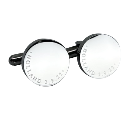 Personalised Silver Engraved Full Name Round Cufflinks