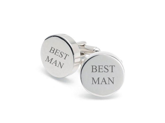Personalised Silver Engraved Round Cufflinks