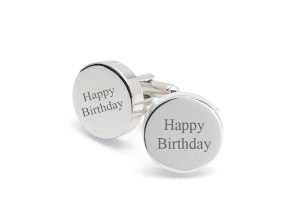 Personalised Silver Engraved Round Cufflinks