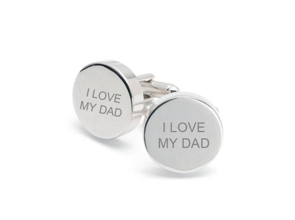 Personalised Silver Engraved Round Cufflinks