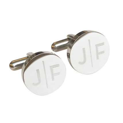 Personalised Gold Engraved Split Letter Round Cufflinks
