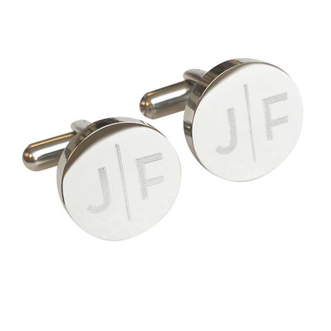 Personalised Silver Split Letter Round Cufflinks