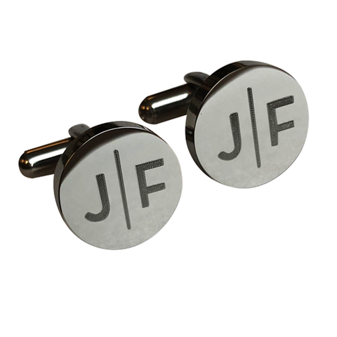 Personalised Gunmetal Split Letter Round Cufflinks