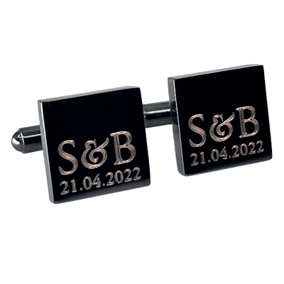 Personalised Initial Date Gunmetal Cufflinks