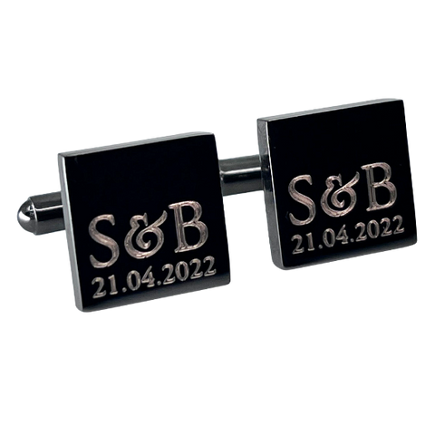 Personalised Initial Date Gunmetal Cufflinks