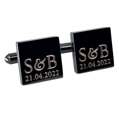 Personalised Initial Date Gunmetal Cufflinks