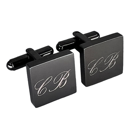 Personalised Engraved Square Gunmetal Cufflinks