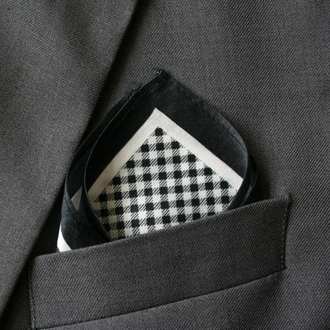 Silk Black Checkered Pocket Square