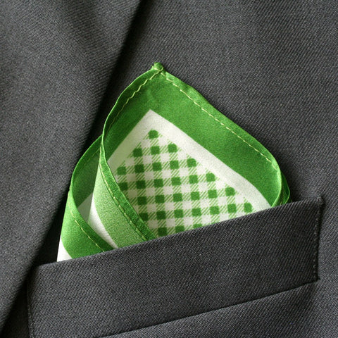 Silk Green Checkered Pocket Square