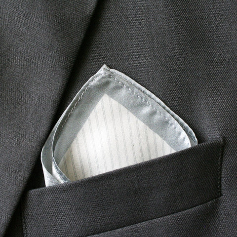 Silk Grey Striped Pocket Square