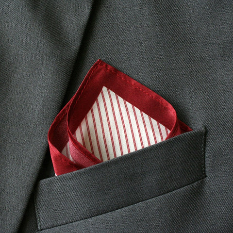 Silk Red Striped Pocket Square