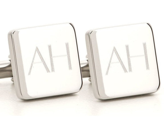 Personalised Engraved Square Silver Cufflinks