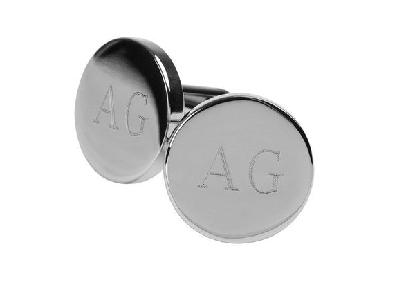 Personalised Silver Engraved Round Cufflinks