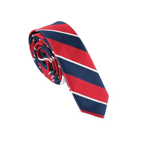 4cm Skinny Navy Red and White Stripe