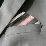Mini Black, Pink and Silver Stripe Pocket Square