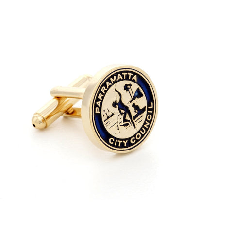 Custom Made Gold Enamel Cufflinks