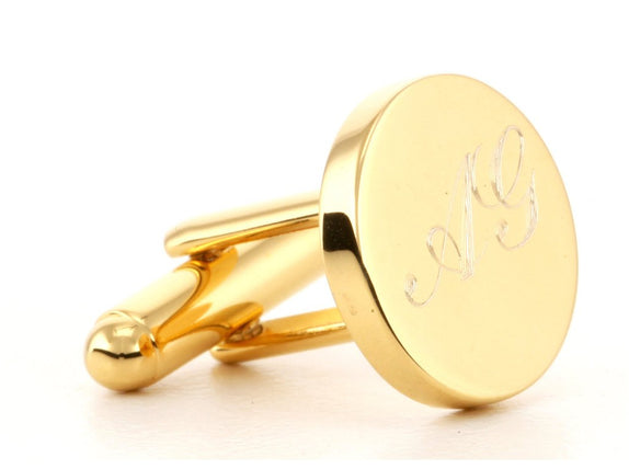Personalised Gold Engraved Round Cufflinks