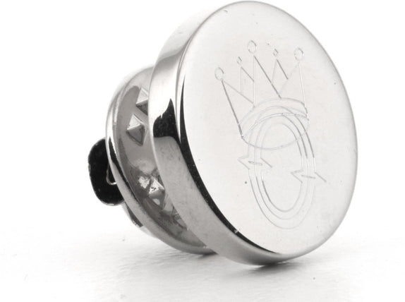 Logo Crest Engraved Round Silver lapel Pins