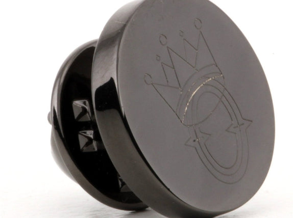 Logo Crest Engraved Round Gunmetal lapel Pins