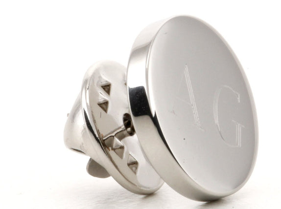 Personalised Engraved Round silver lapel Pins