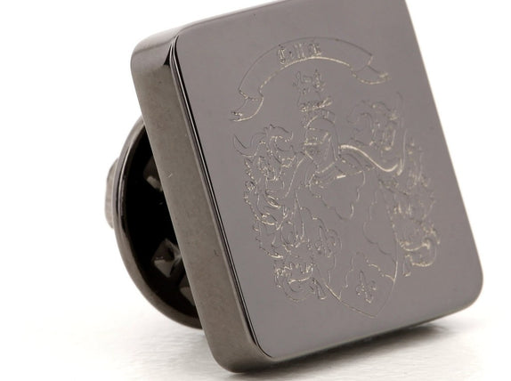 Gun Metal Family Crest Lapel Pin