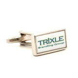 Corporate Printed Rectangle Logo Silver Cufflinks