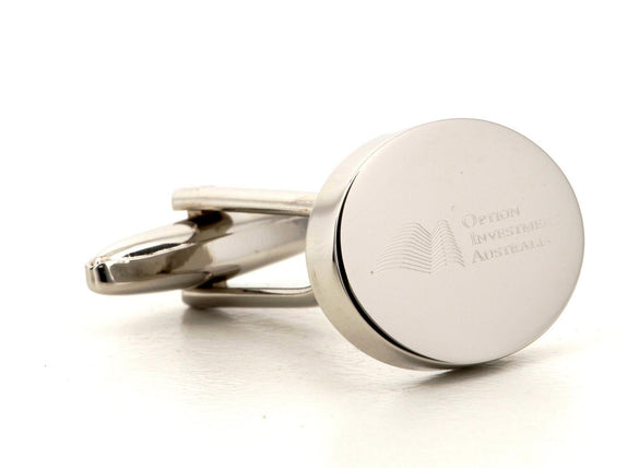 Corporate Oval Logo Silver Cufflinks