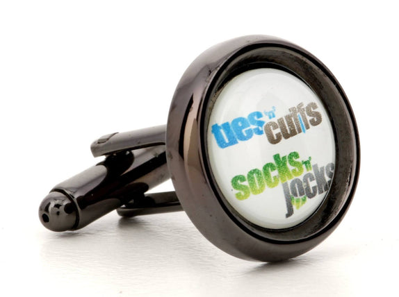 Corporate Printed Round Logo GunMetal Cufflinks
